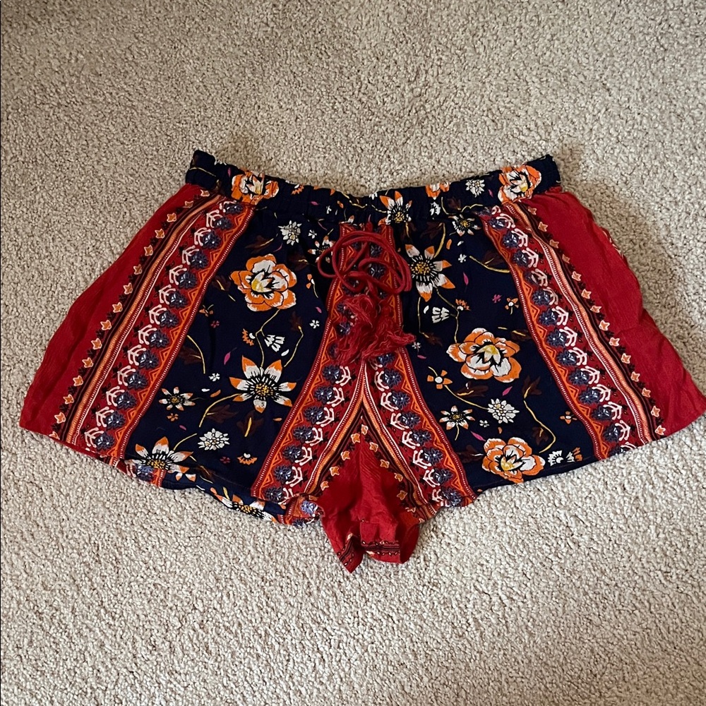 Buckle Red and Blue Women's Shorts